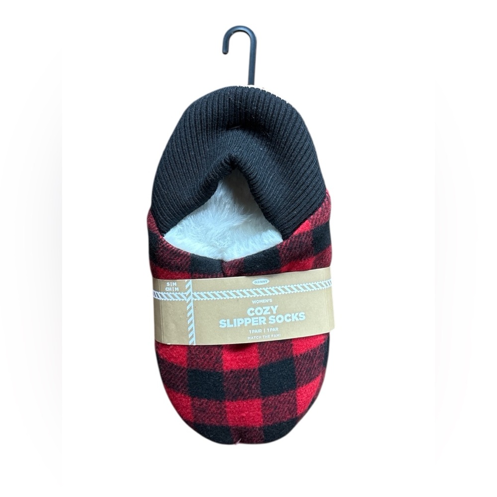 Red and Black Plaid Slipper Socks